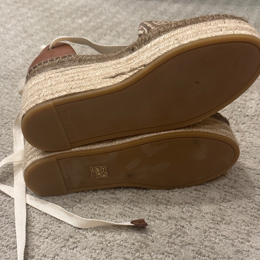 Tory Burch Tan Espadrille Wedge Shoes - Picture 5 of 5